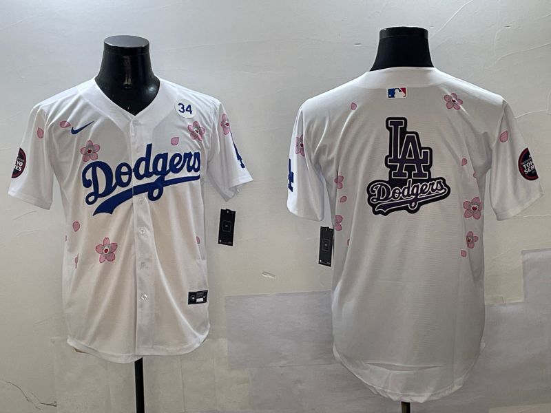 Men Los Angeles Dodgers Blank White Sakura Edition 2025 Nike MLB Jersey style 22->los angeles dodgers->MLB Jersey